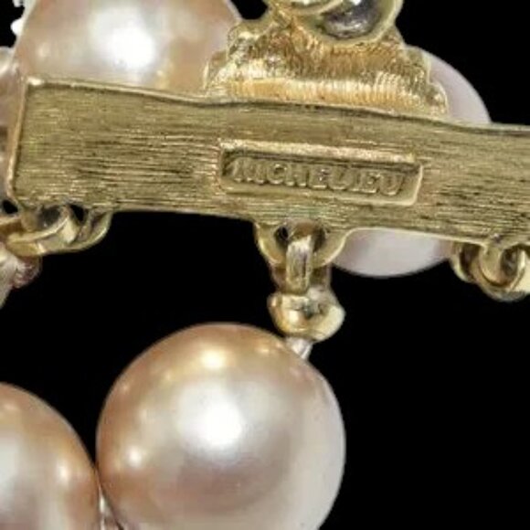 Vintage Richelleu Triple Strand Faux Pearl Necklace & Earring Set - Picture 7 of 8